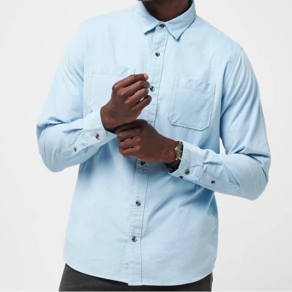 New Blue Travis Matthew Barrel of Laughs Corduroy Long Sleeve Shirt Size Small